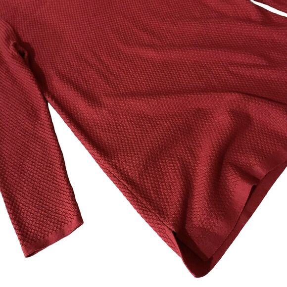 J.Jill Blouse Petite PXS Solid Red Long Length Waffle Knit Holidays Preppy Mom - Picture 4 of 13